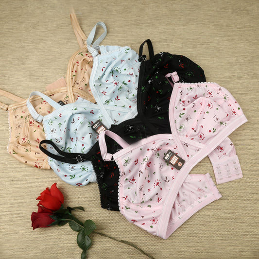 4 Piece Comfortable Printed jersey bra